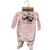 Wholesale - 3pc BEAR PINK FOOTED PANT SET C/P 48, UPC: 191655230505